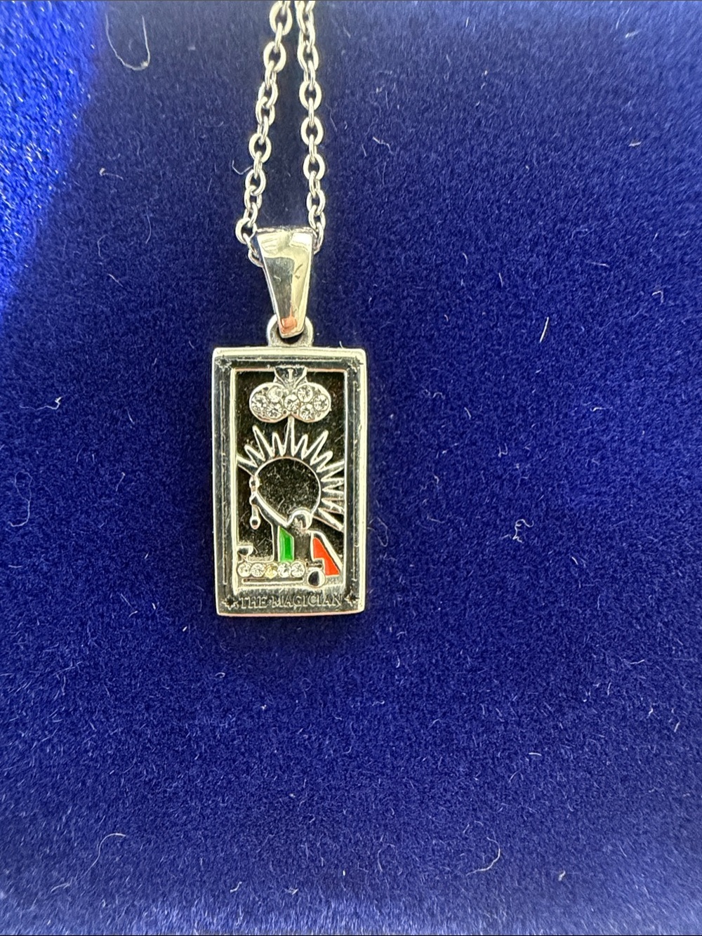 Tarot Stainess Steel “ Magician” Pendant Necklace with Onyx